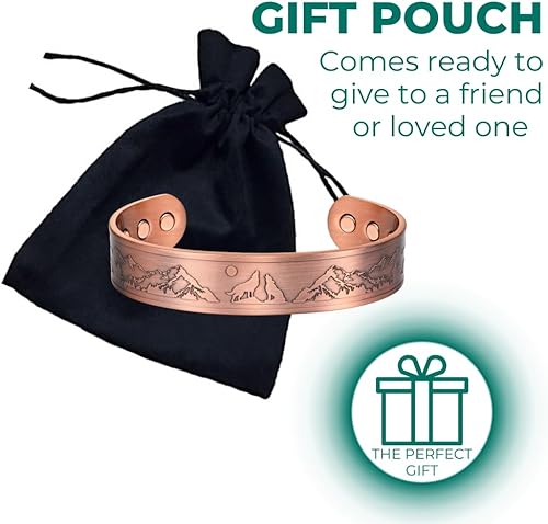 Miniatura 5 de Willis Judd Pulsera de cobre para hombre Lobos aullando lobos con diseño de vida silvestre de luna llena, Cobre