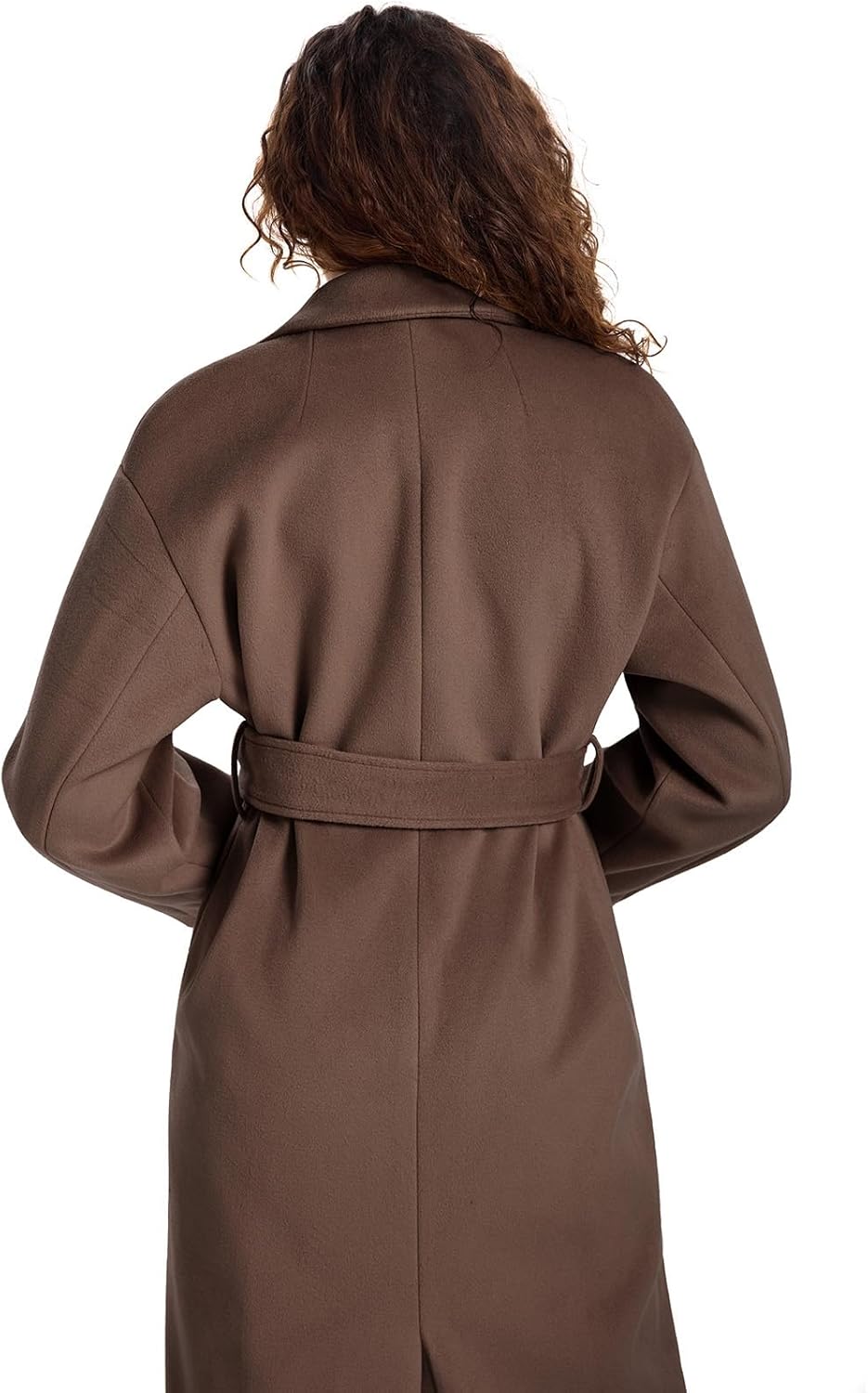 HOTIAN Women's Winter Wool Blend Coat Double Breasted Casual Notch Lapel Long Trench Overcoat Peacoat - Image 2