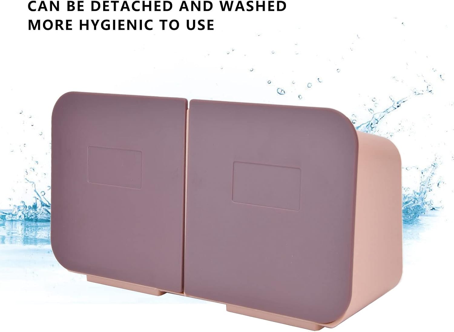 Cotton Swab Storage Box, 2 Grids Separate Clamshell Storage Organizer, Wall Mounted Storage Container with Lids 2 Stickers for Cosmetic Sponge Sanitary Napkins Makeup Pads Bath Salts Kitchen Bedroom