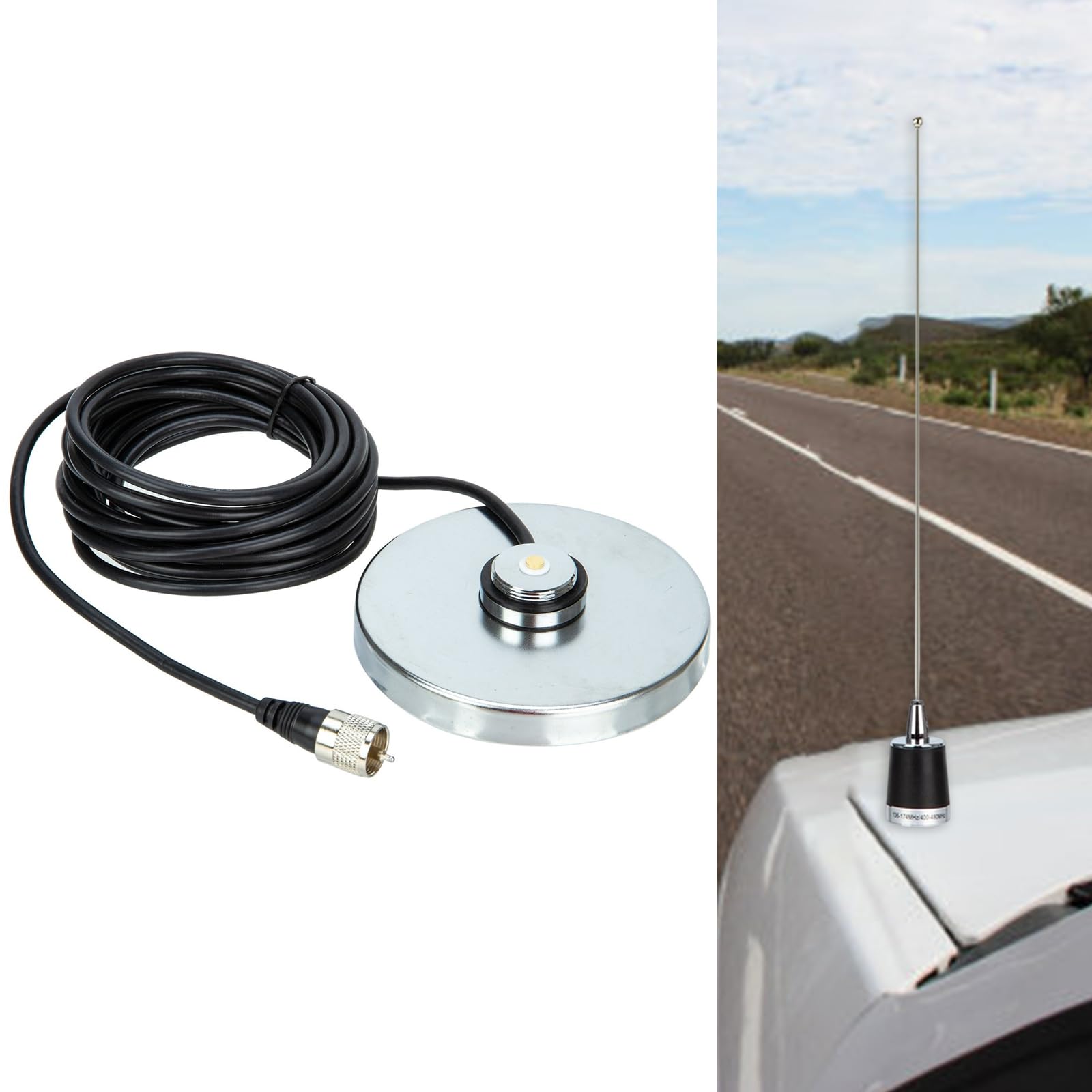 Aggiornamenti Base per antenne magnetiche da 12 cm Base aspirazione per antenne con Cavo coassiale RG58 da 5 M Miglioramento della Radio Mobile per Supporto QYT TYT