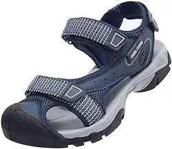 Sandálias de caminhada masculinas impermeáveis com bico fechado, sandálias aquáticas, atléticas, atividades ao ar livre, sandálias ajustáveis de verão para praia, esportes, pesca,