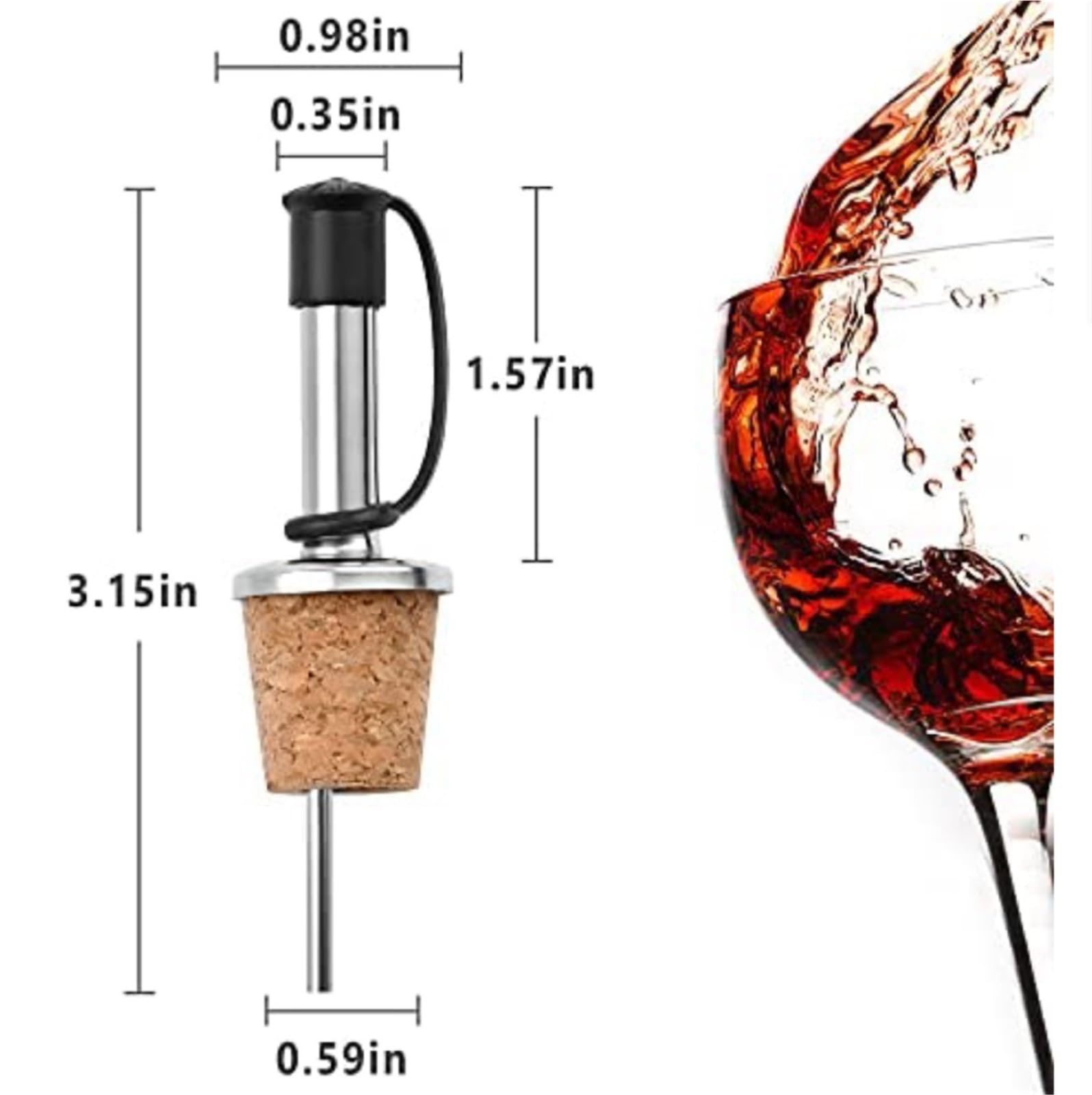 Bouchons à vin 30 pièces bouchon de liège en bois for bouteille bec verseur d'huile d' avec couvercle for accessoires bar for garder le champagne frais(Silver-Straight)