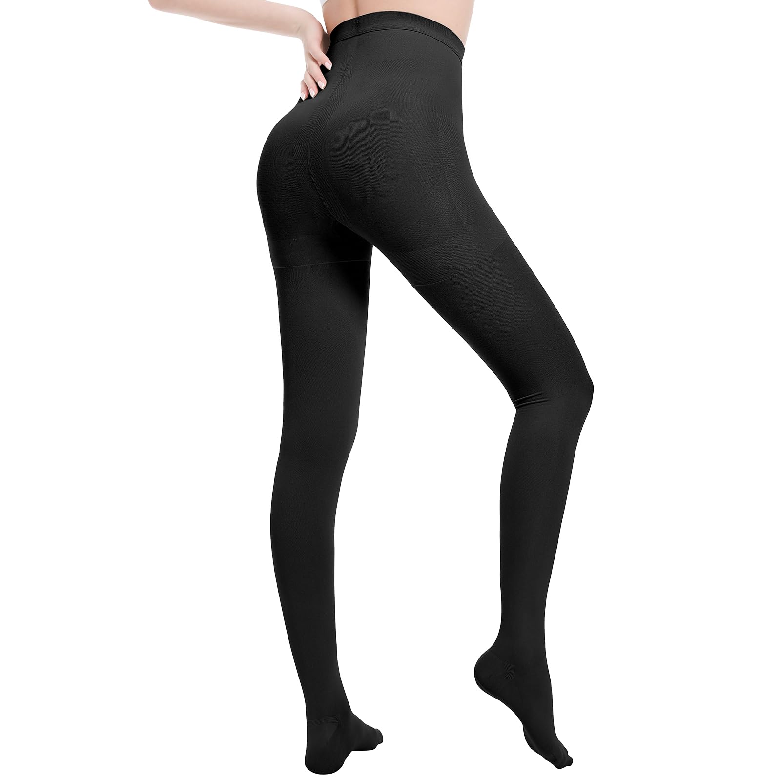 Bas de compression médicaux pour femme, longs, 20-30 mmHg - Bas de contention pour homme, opaques - Pantalon de compression classe 2 - Convient pour les œdèmes varices, TVT