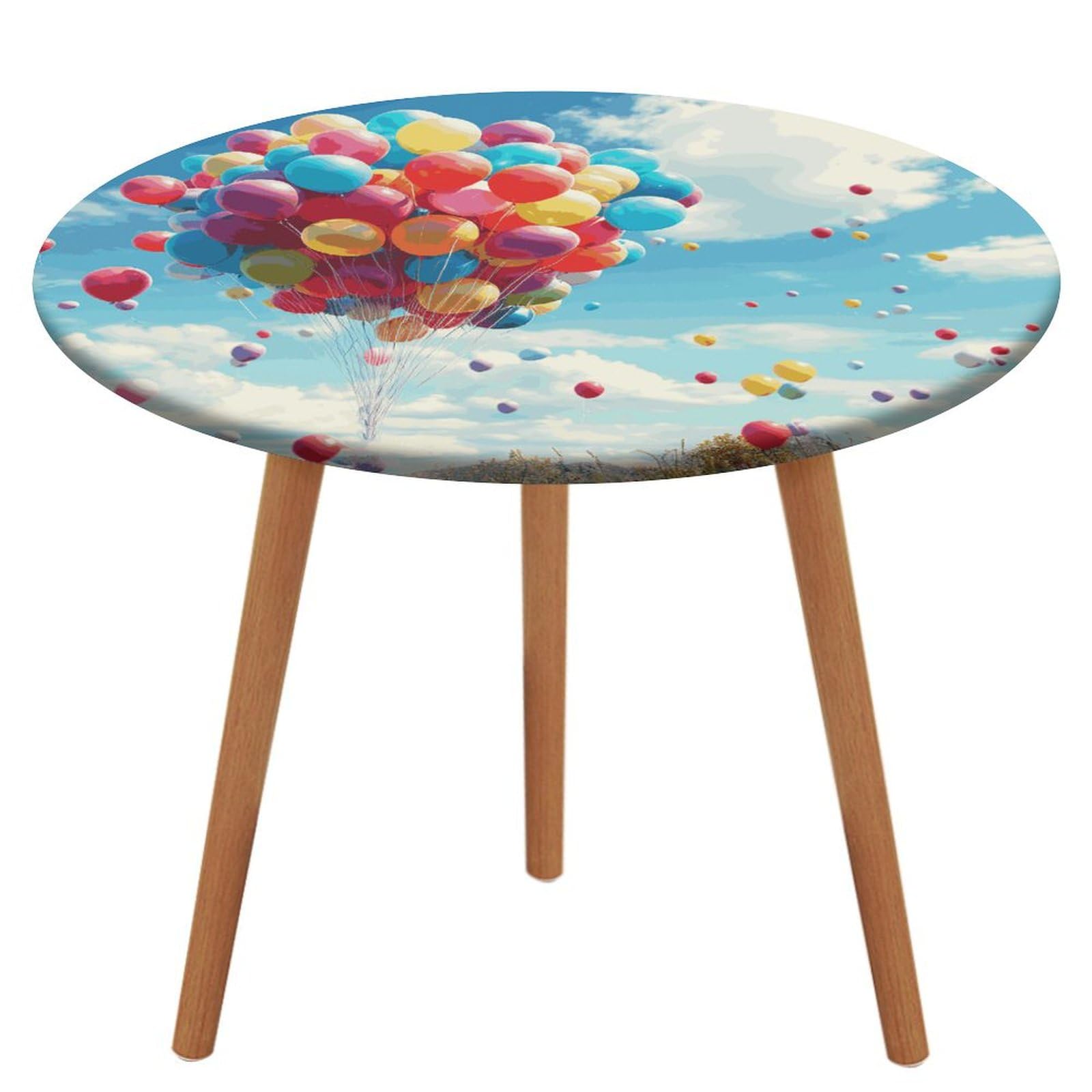 Nappe ronde élastique de table extérieure lavable ballons