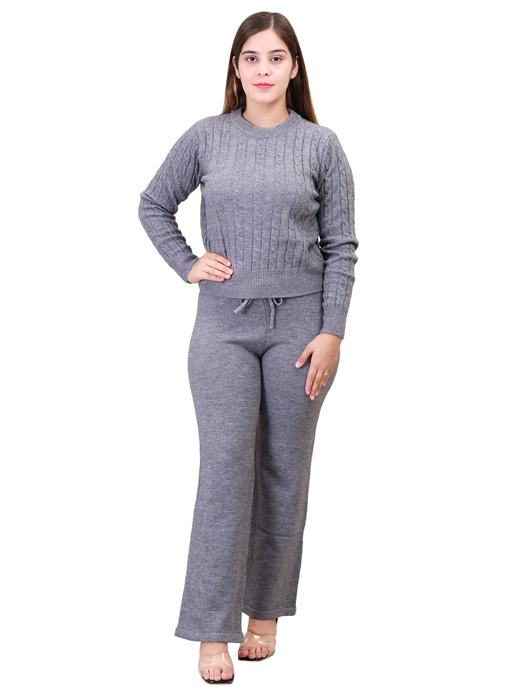 camey Women's Long Sleeve Round Neck Woolen Co-Ord Set-picture-14