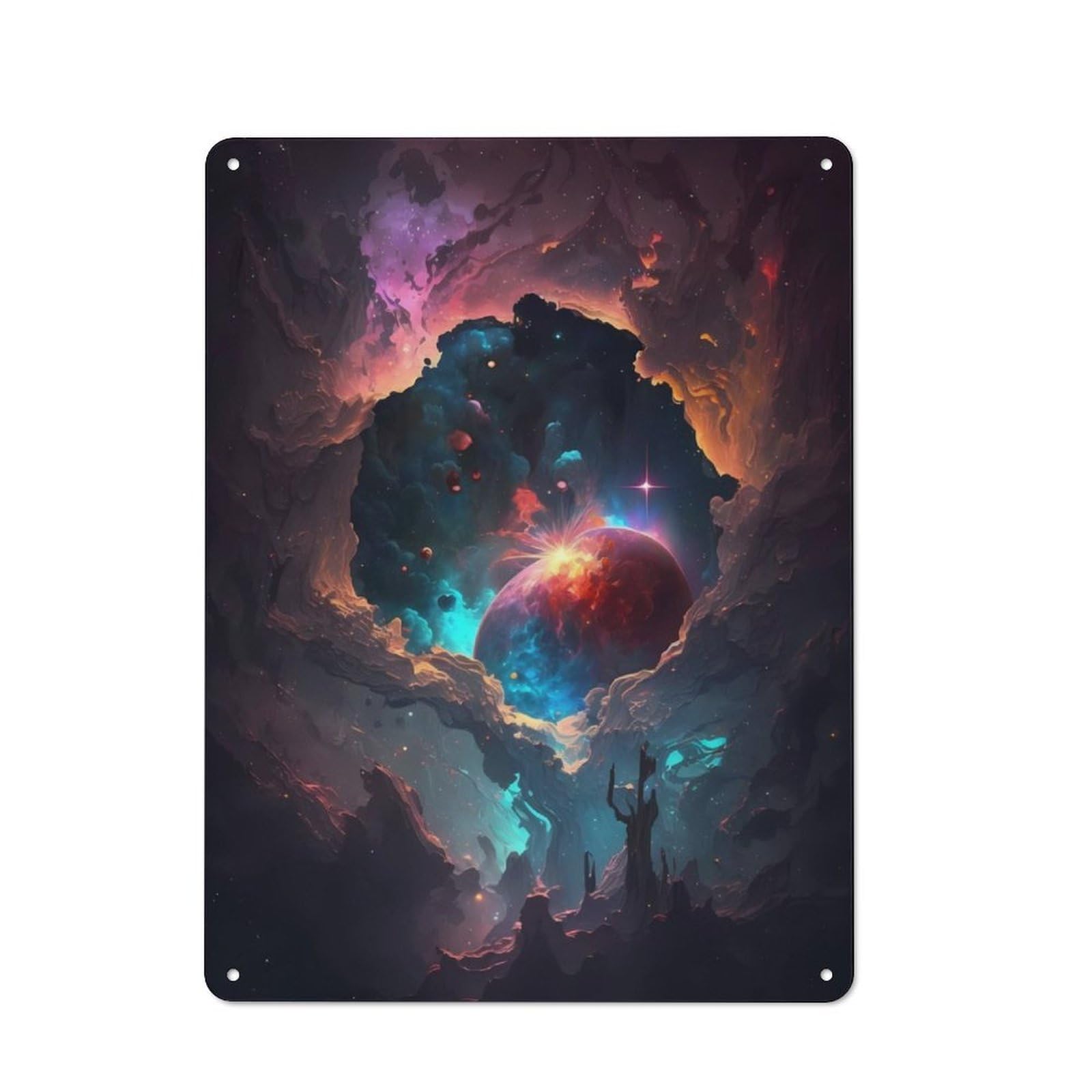 Junmoney Deep Space Nebula Retro Vintage Tin Sign 40X30cm, Retro Room Decor For Lounge, Study, Pub Or Wall Gallery
