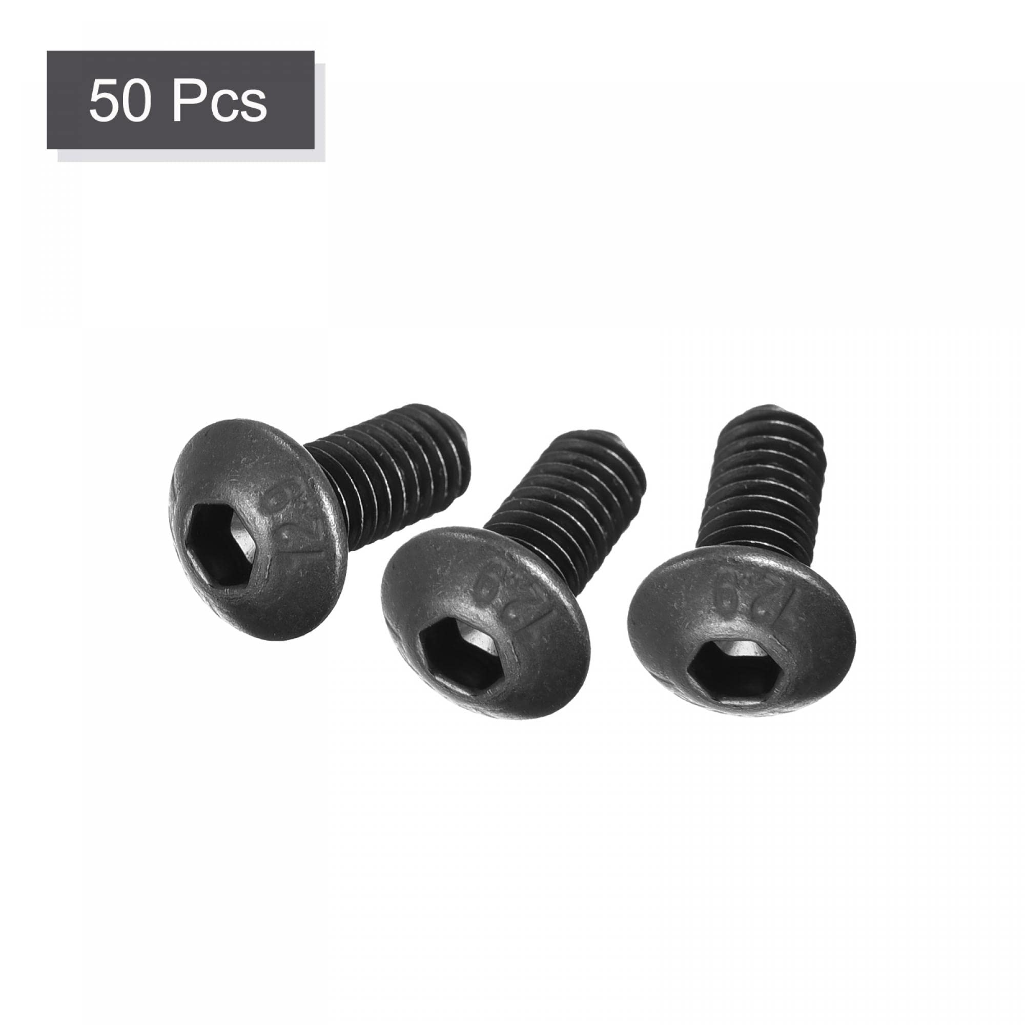 50 Tornillos M4x12mm De Cabeza Hexagonal – Botón Cabeza Capuchón De Aleación De Acero (uxcell)