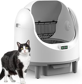 Selbstreinigende Katzentoilette Offen, Katzenklo selbstreinigend XXL, App-Gesteuert mit 9 Sicherheitssensoren, Anti-Geruch Auslaufsicherer Boden Für Mehrere Katzen Elektrisches Katzentoilette