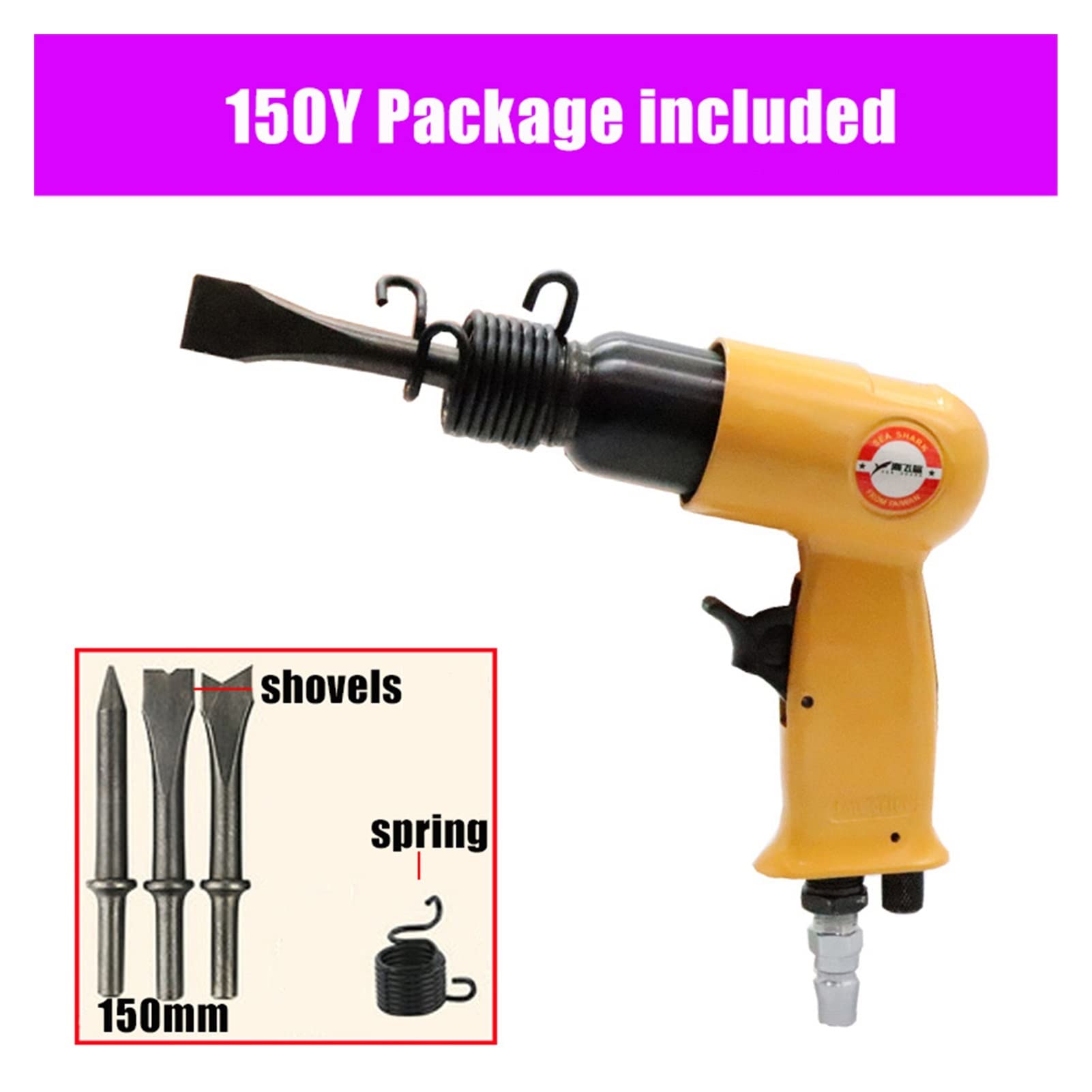 Drucklufthammer, 150mm Mini-Luftschaufel-Waffe mit 4 Meißeln pneumatischer Pistolengashammer Handheld Rost Removel Tool