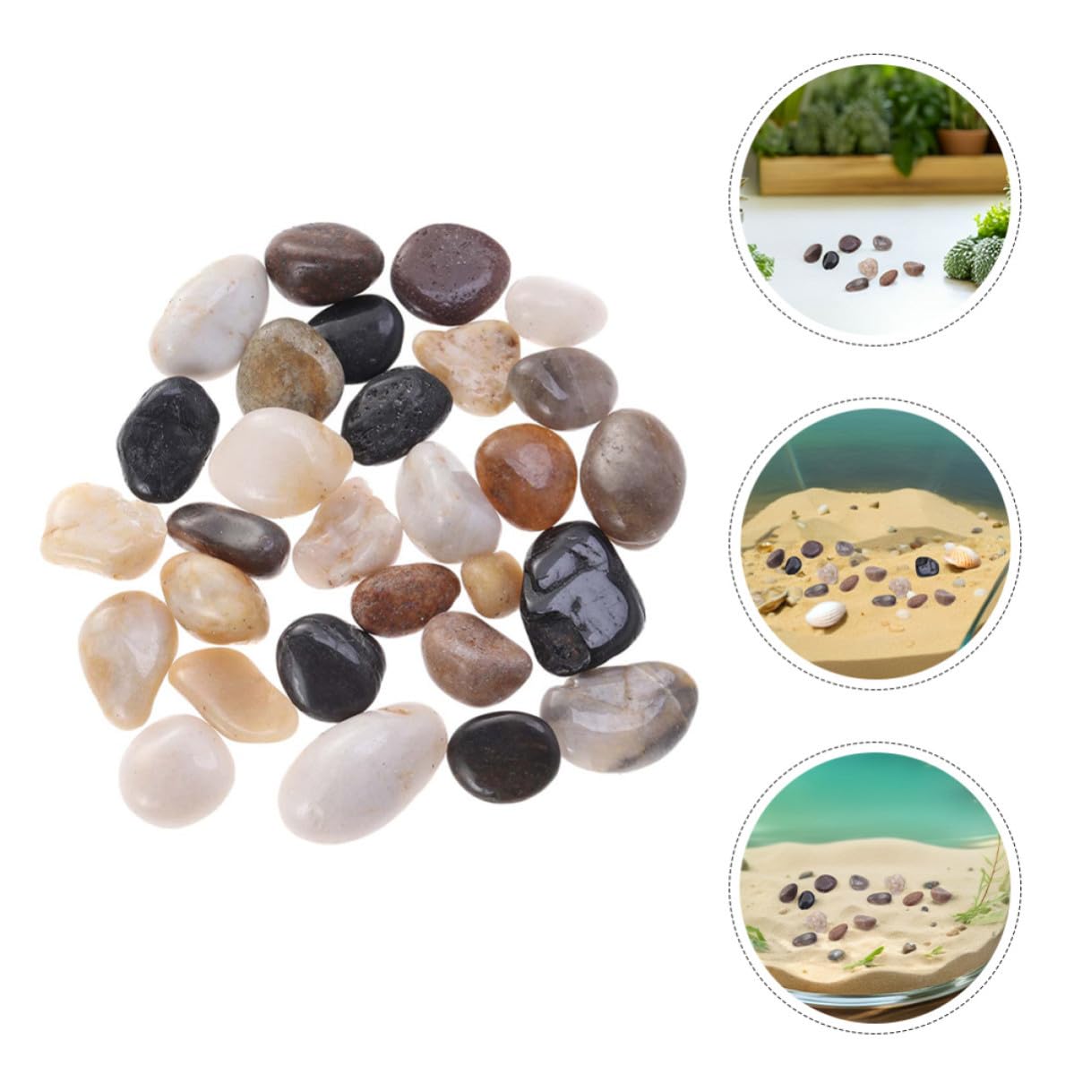 POPETPOP Piedras de Acuario Pulidas Naturales de Río para Decoración de Peceras y Jardines, Guijarros de Cobblestone Versátiles Mantenimiento