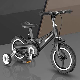 ZKHD Bicicletta Per Bambini in Lega Di Magnesio Da 12 Pollici Per Ragazzi E 3 Anni, Bicicletta Per Bambini, Bicicletta Per Bambina, Pneumatici Antideflagranti Non Gonfiabili,Black,12 inches