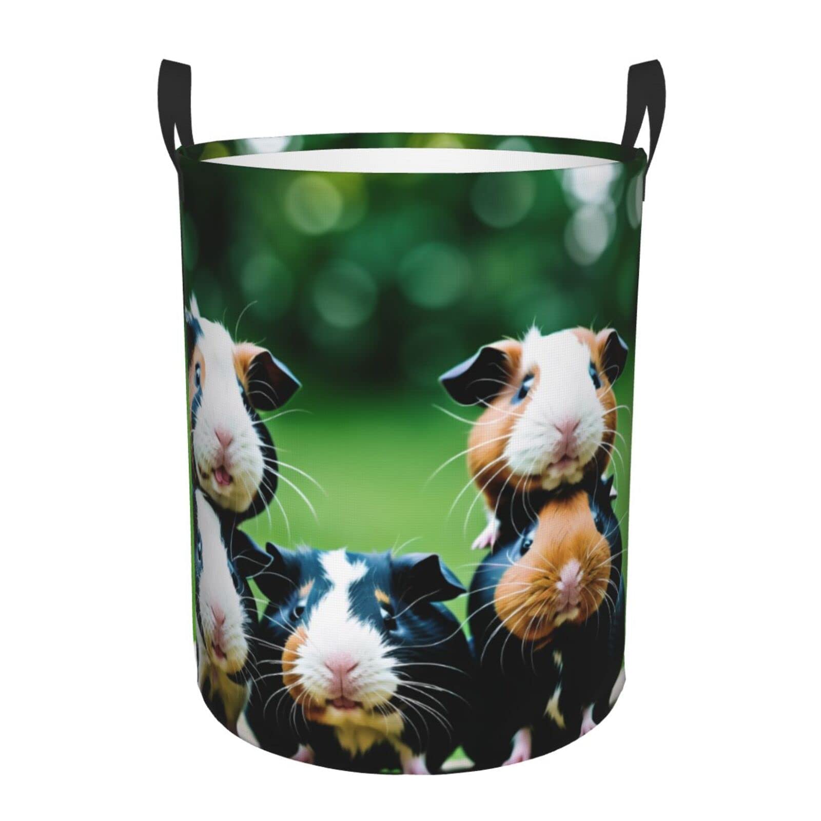 Cute Cavyes Laundry Hamper With Handles, Circular Storage Bin Organizer, Round Clothes Storage Basket For Bathroom/Dorm/Bedroom