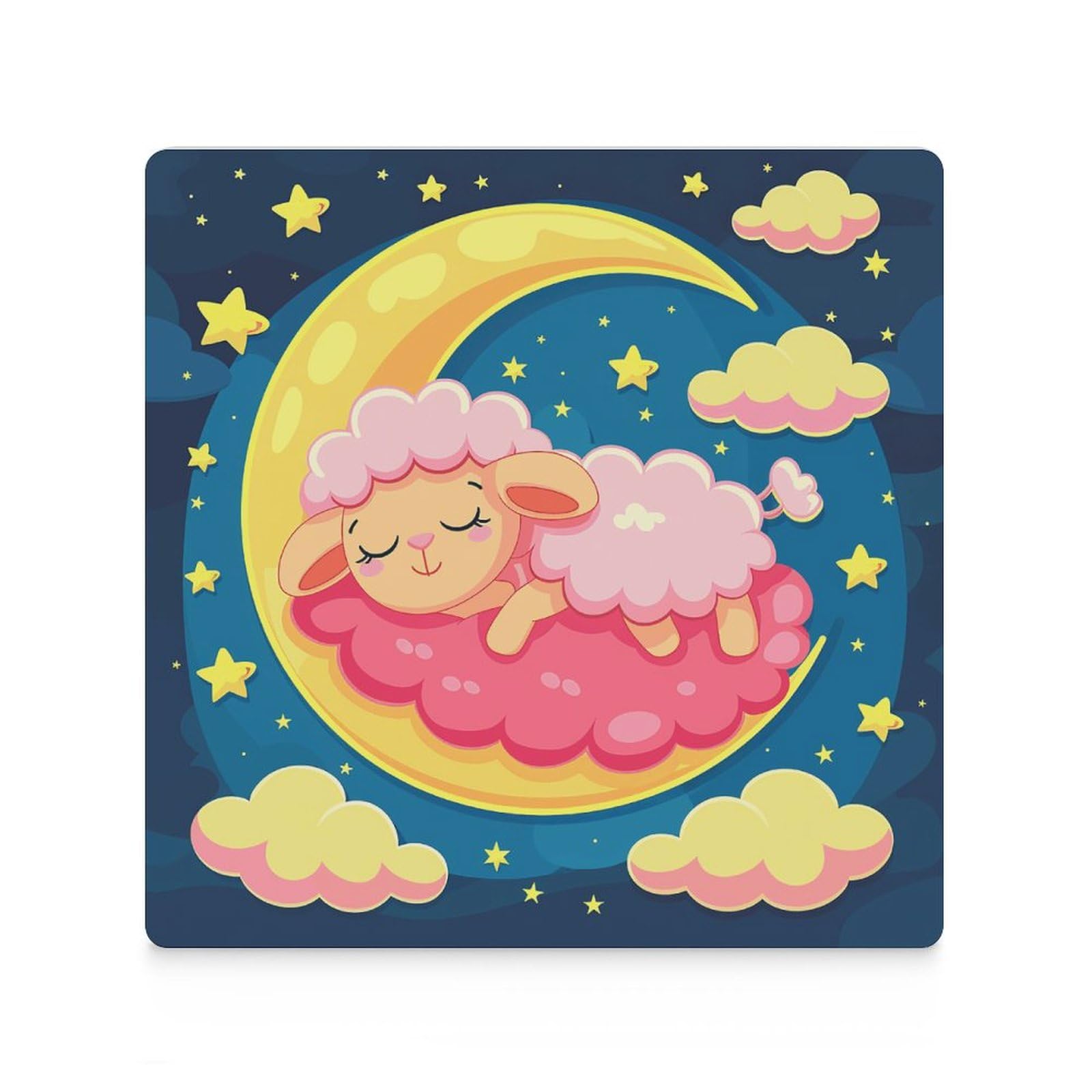 6 posavasos cuadrados de cerámica para beber, dormir en la luna, posavasos impresos para el hogar y el café, regalos de cumpleaños, adecuados para tipos de tazas