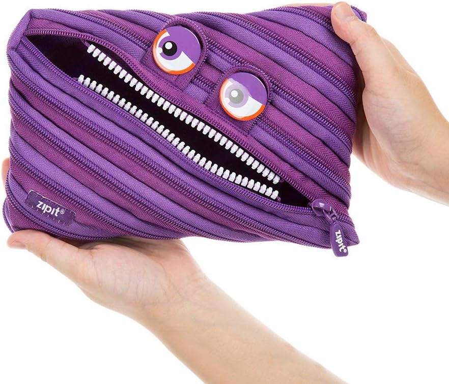 ZIPIT Wildlings Big Pencil Case/Cosmetic Makeup Bag, purple, jumbo pencil case (ZTMJ-WD-PCA) Purple Jumbo Pencil Case
