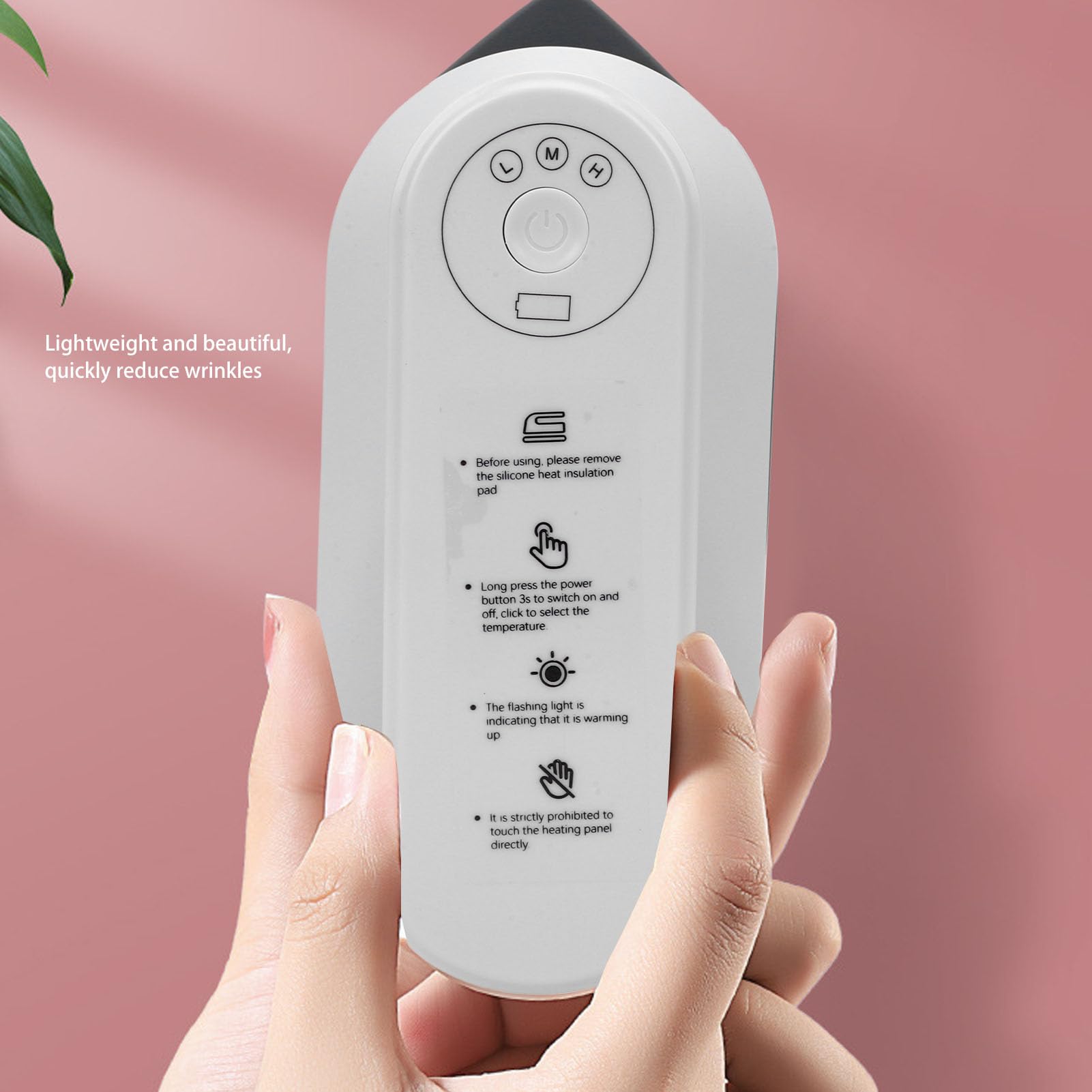 Plancha Eléctrica de Mano, Carga USB, Plancha de Viaje Portátil Inalámbrica para Ropa con 3 Ajustes de Temperatura, Batería de 5000 MAh, Calentamiento Rápido 30 Segundos, Ligera