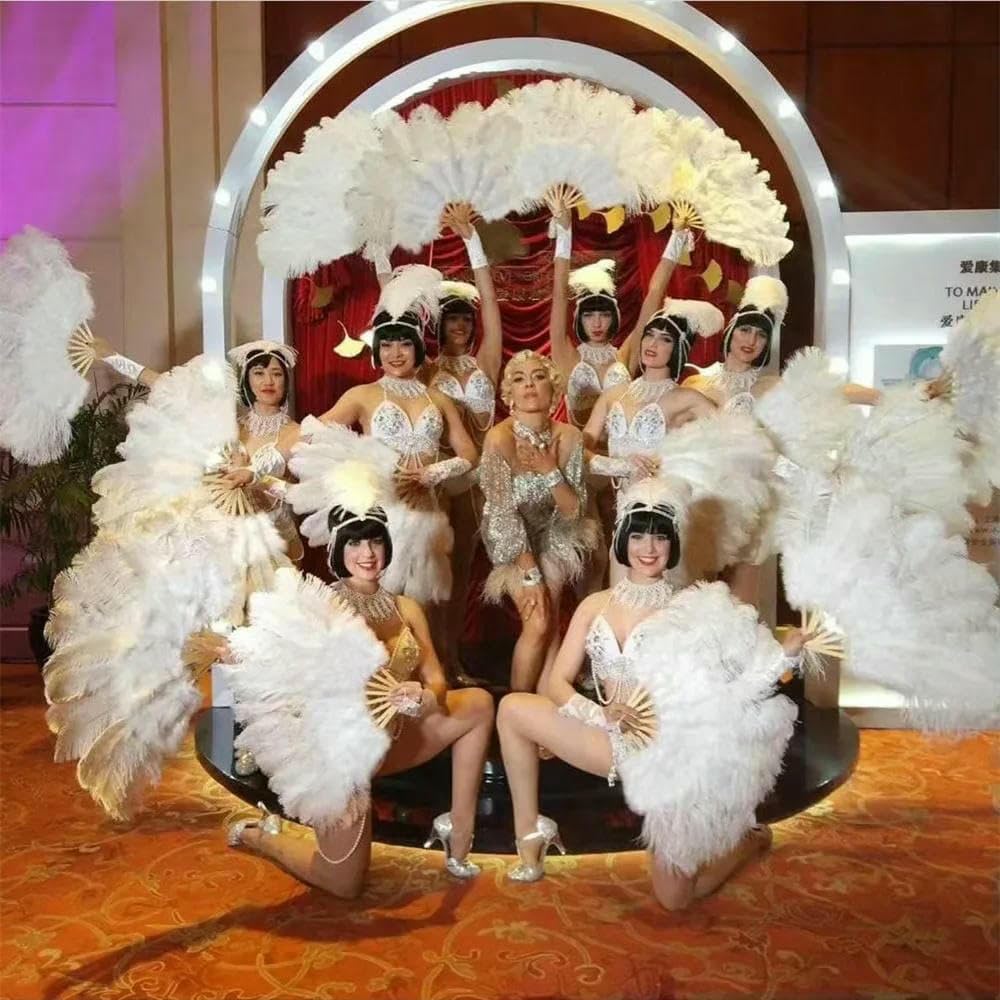 Ventaglio di piume di struzzo bianco grande da 130 cm, soffice, con 13 ossa, portatile, per carnevale, danza del ventre, spettacolo teatrale, piume, fai da te, artigianato, rosa scuro, piccolo venta