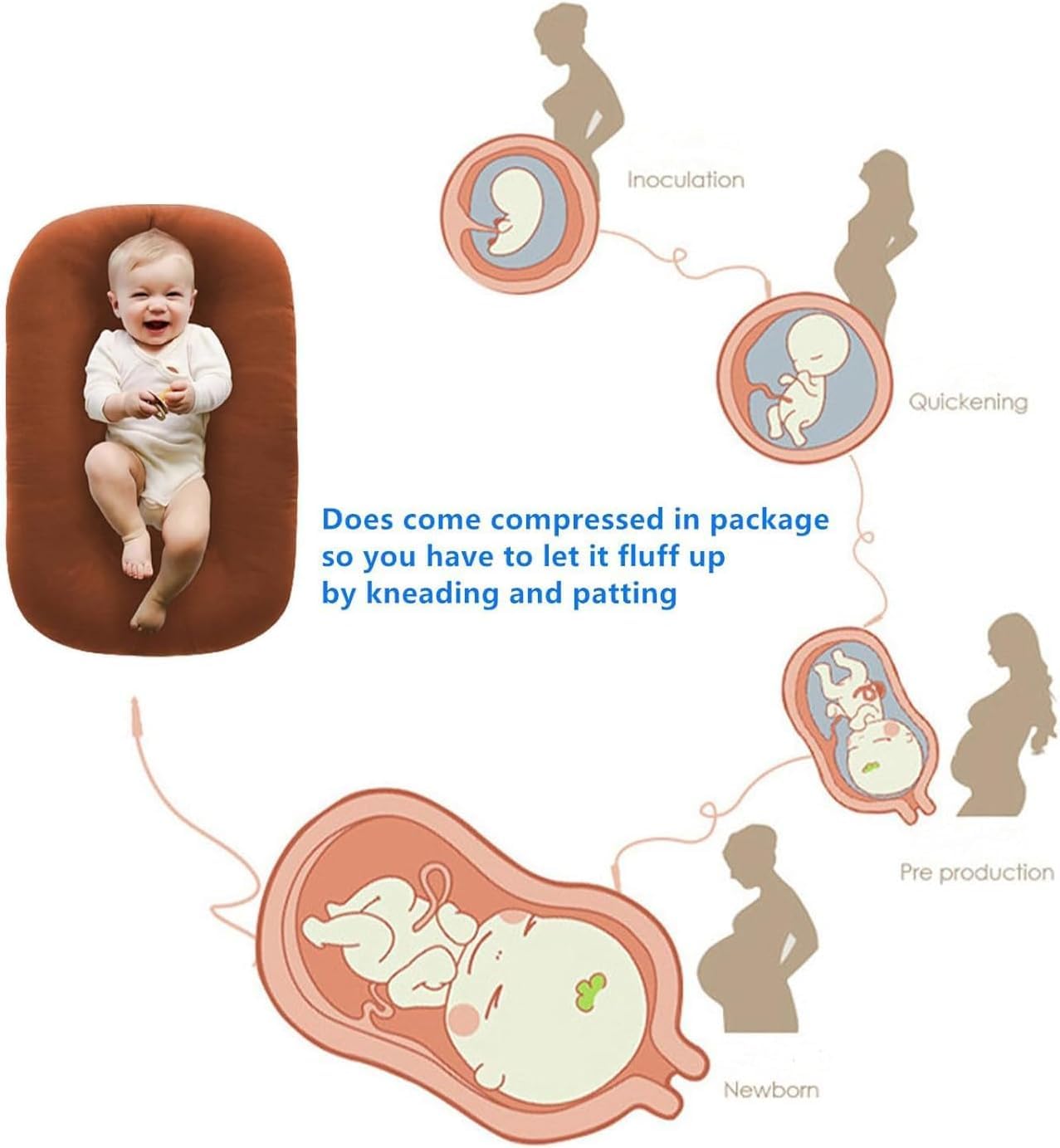 Lounger Pillow for 0-24 Months, Lounger Pillow for 0-12 (Beige) - 3