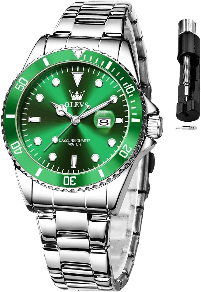 OLEVS Luxus Quarz Damen Uhr Edelstahl Armband Wochen‑ und Datumanzeige 3ATM Wasserdicht Business Armbanduhr Damen