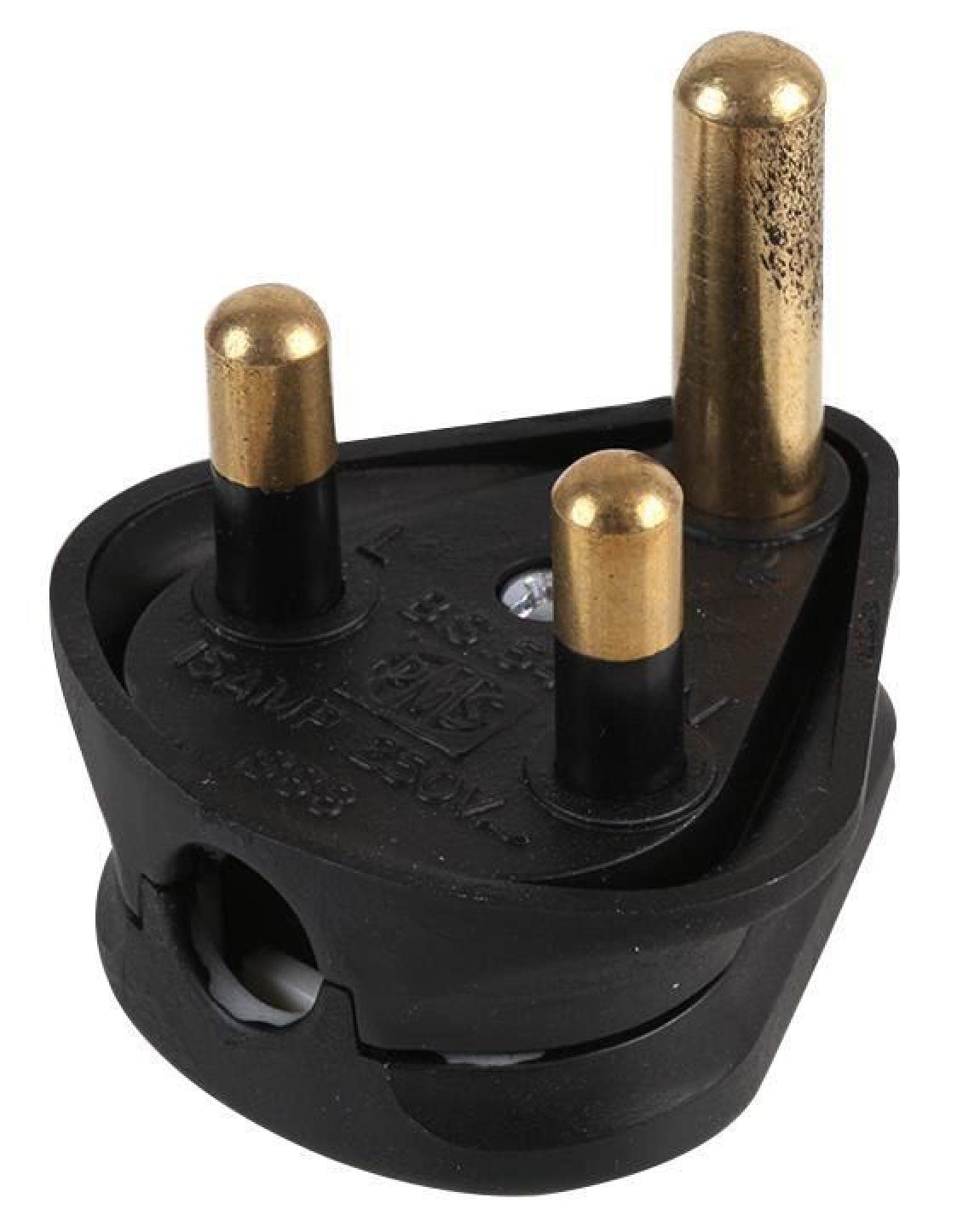 Pro Elec - 15A, 3-Pin, Round Mains Plug, Black
