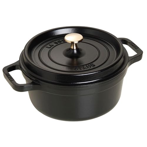 Image of STAUB Cast Iron Round Cocotte, Dutch Oven, 2.75-quart, serves 2-3, Made in France, Matte Black