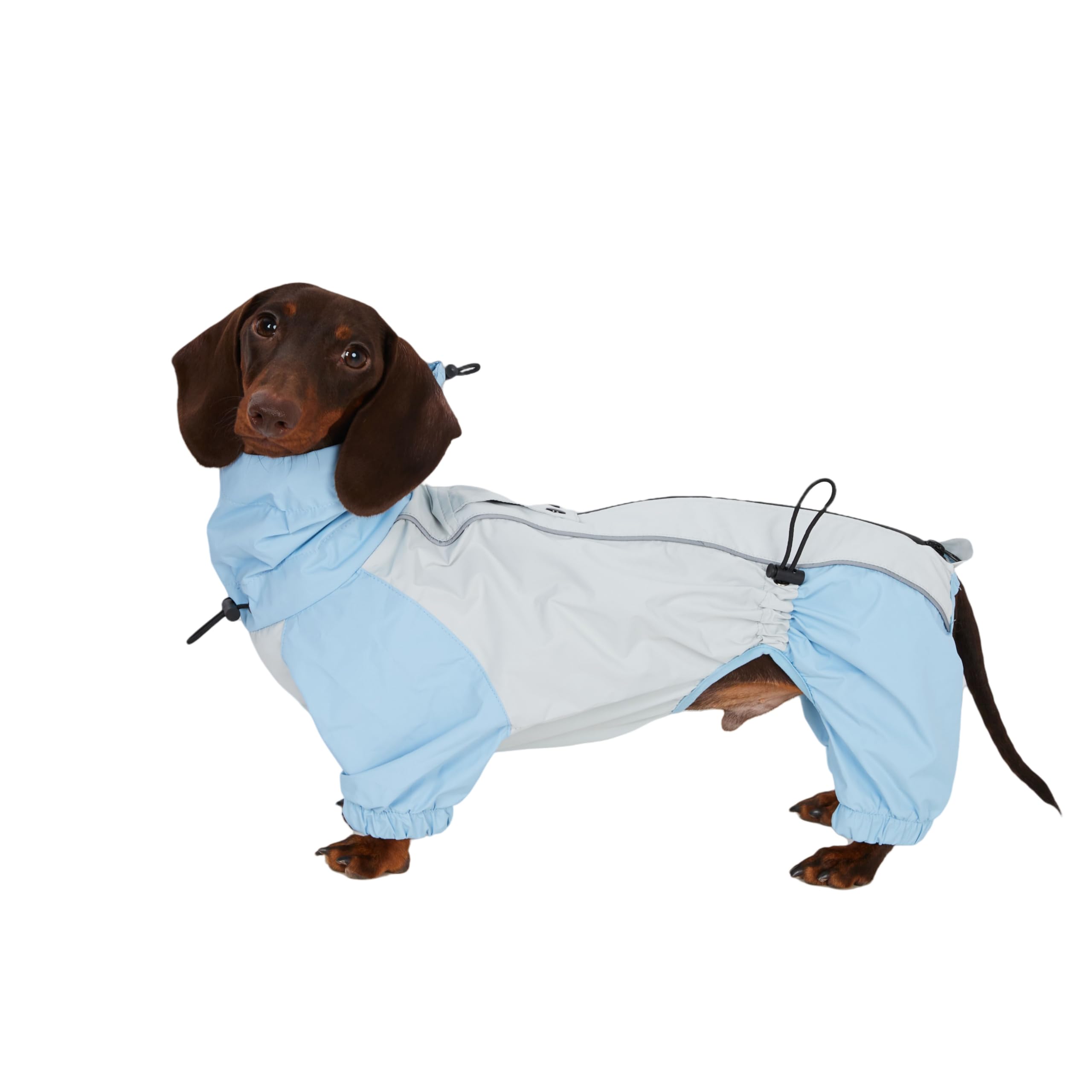 Dackel Regenmantel, wasserdichte 4-Bein Hundejacke, Leichter Outdoor Windbreaker für Mini Dackel(S(4-6kg)