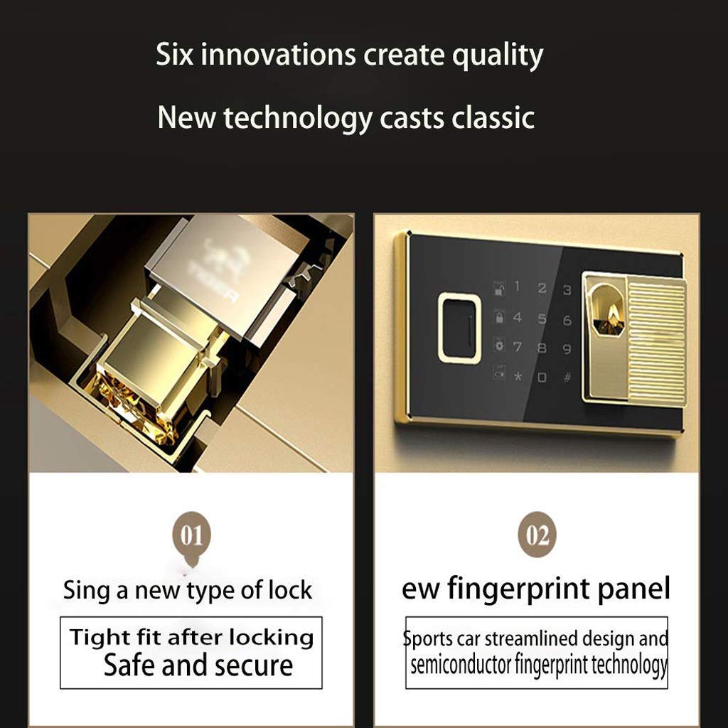 Security Safe Box, Fingerprint Password Safe，Digital Security Safe Box, Cabinets Fingerprint Biometric Wall Safe Lock Box Cash Strongbox Wall-in Style with Number Keys