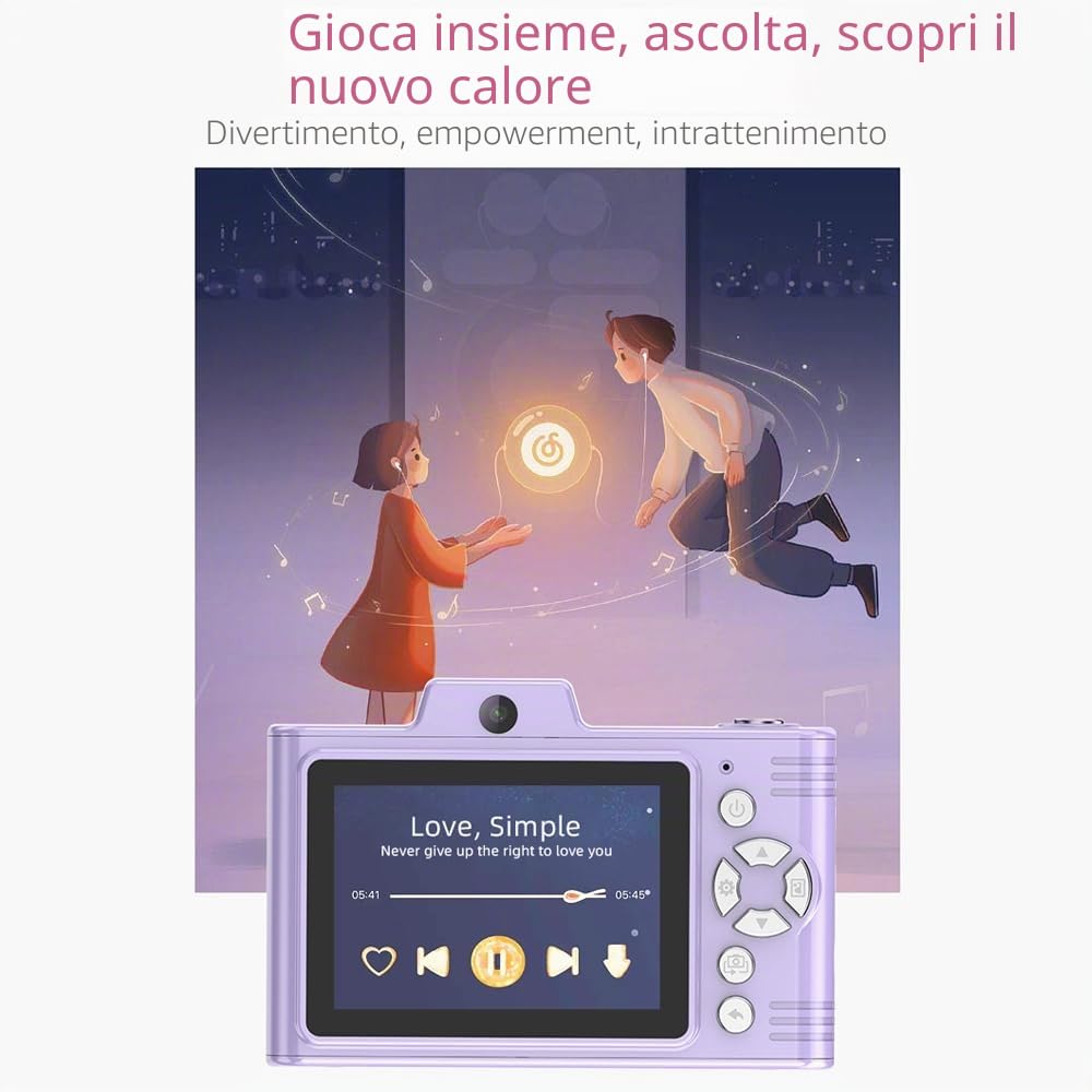 Andoer Fotocamera digitale, 1080P 48MP Fotocamera Compatta, Portatile 2,8 pollici (7,1 cm) Fotocamera Vlogging con Zoom Digitale 8X, Regalo per Ragazzi, Ragazze, Bambini, Adulti, Adolescenti, Studenti