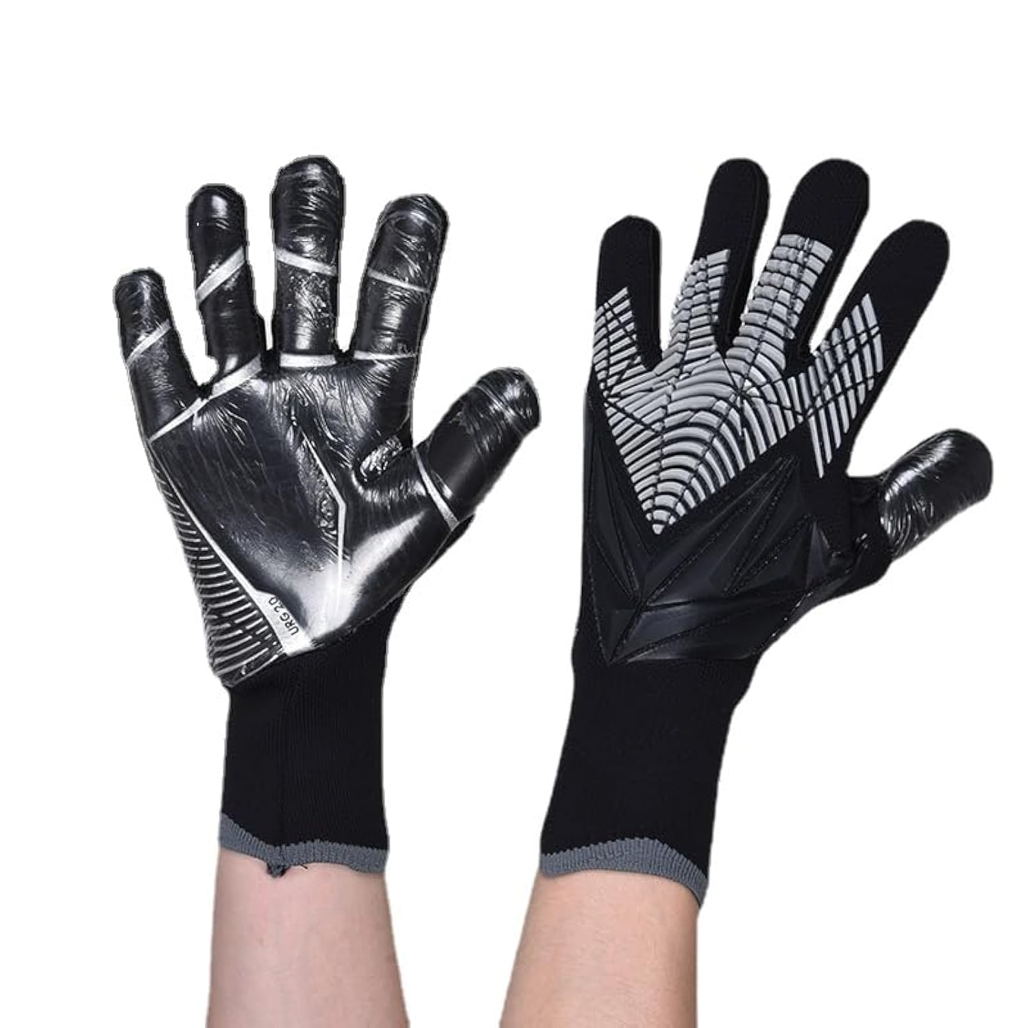 PLbSe Spider-Man Soccer Goalkeeper Gloves Goalie Training Gloves Strong Grip Anti-Slip and Breathable for Adults and Children (Black,8)