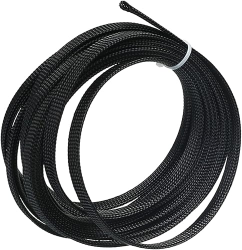 Bettomshin 1 funda de organización de cables de 16.4 pies (16.4 ft), protector de cable negro PET de 3/8 pulgadas de ancho, tubo de telar de alambre