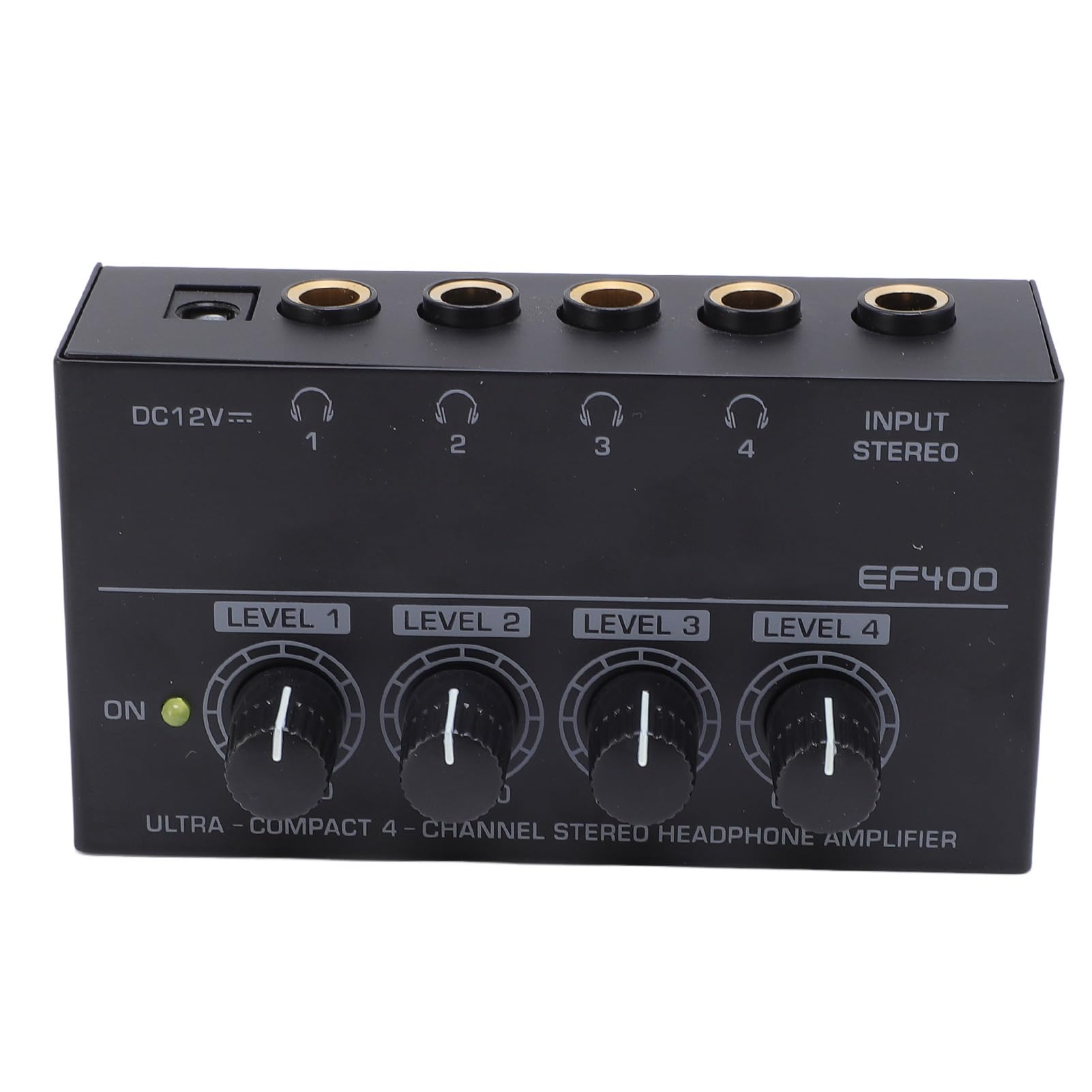 Amplificatore per Cuffie a 4, Splitter Cuffie Stereo Portatile con Manopole Volume Separate, per Spettacoli Sul Palco in Studio, Ascolto Musica, Visione TV (Spina europea)