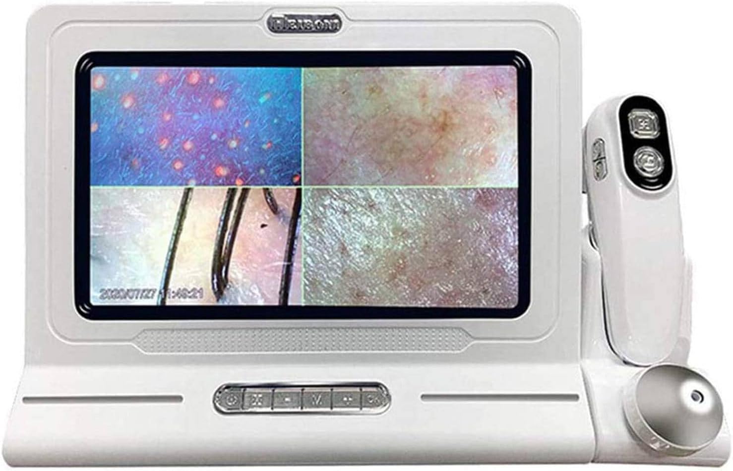 Huidhaarhoofdhuiddetector, digitale huidanalysator, hoofdhuid haarfollikeldetector, olievochtanalysatortester, met dubbele koppen, 11 inch HD LCD-scherm, voor schoonheidssalon