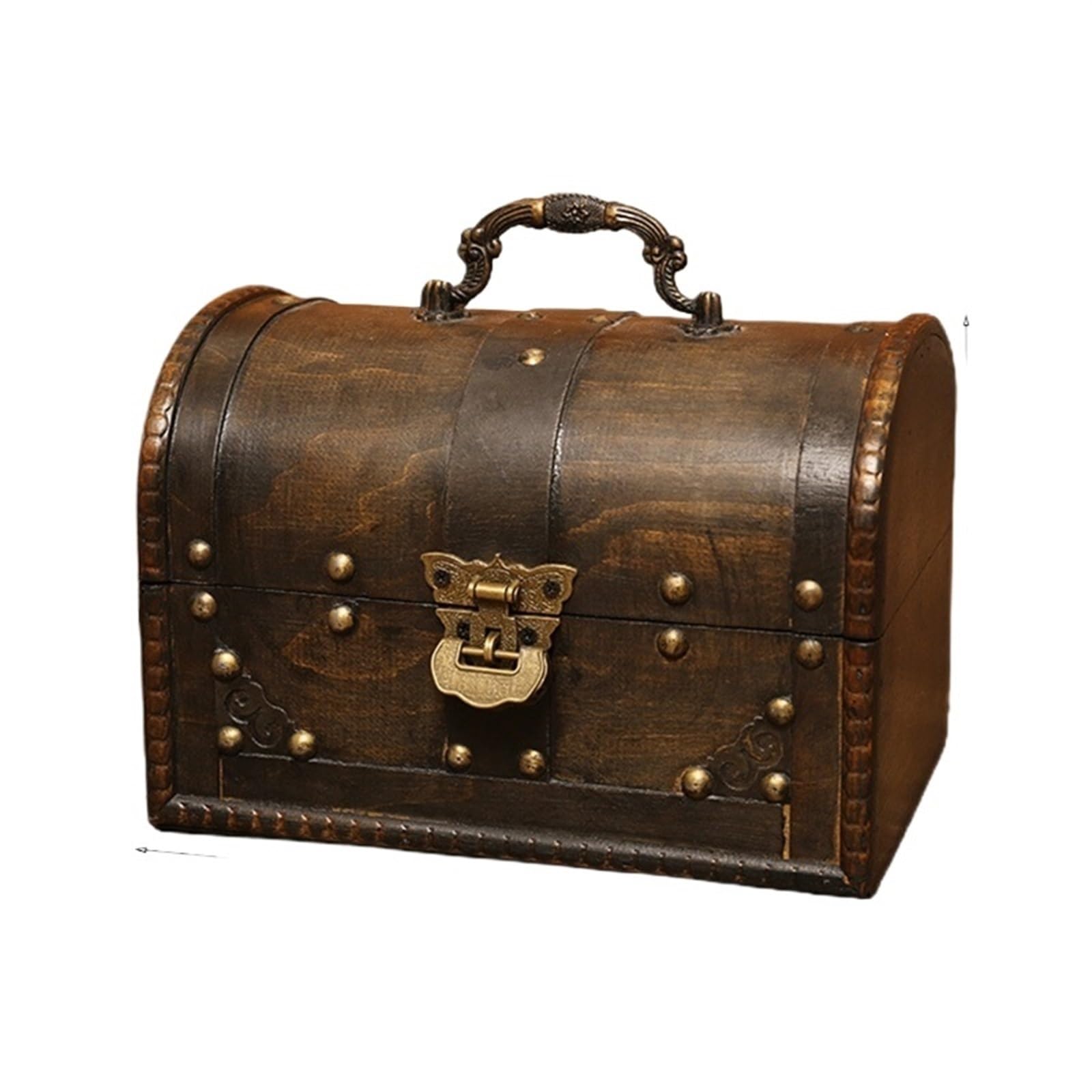 YShiuoL Wooden Storage Box Wooden Jewelry Storage Box Vintage Treasure Chest For Organizer(Color2)