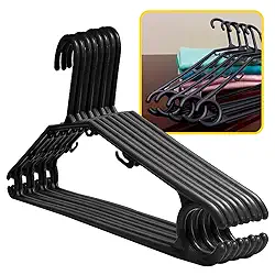 Cabides Pretos Policorda Super Resistentes com Fragrância de Talco e Antideslizantes Ideal para Todos os Tipos de Roupa (20)