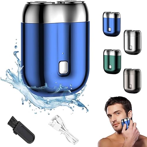 Mini afeitadora de bolsillo con USB para hombres, mini maquinilla de afeitar eléctrica recargable, portátil, lavable, doble cabeza, afeitadora