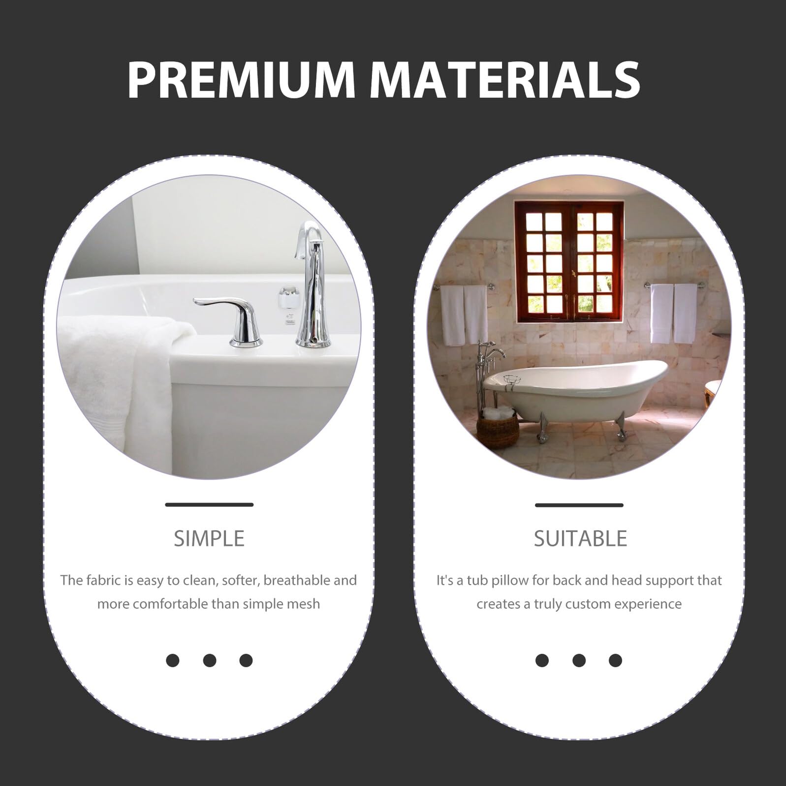 TOPBATHY Almohada Reposacabezas Cómodo y Transpirable Ventosas Antideslizantes de Bañera Hogar de Cuero PVC para Baño Relajante en Casa