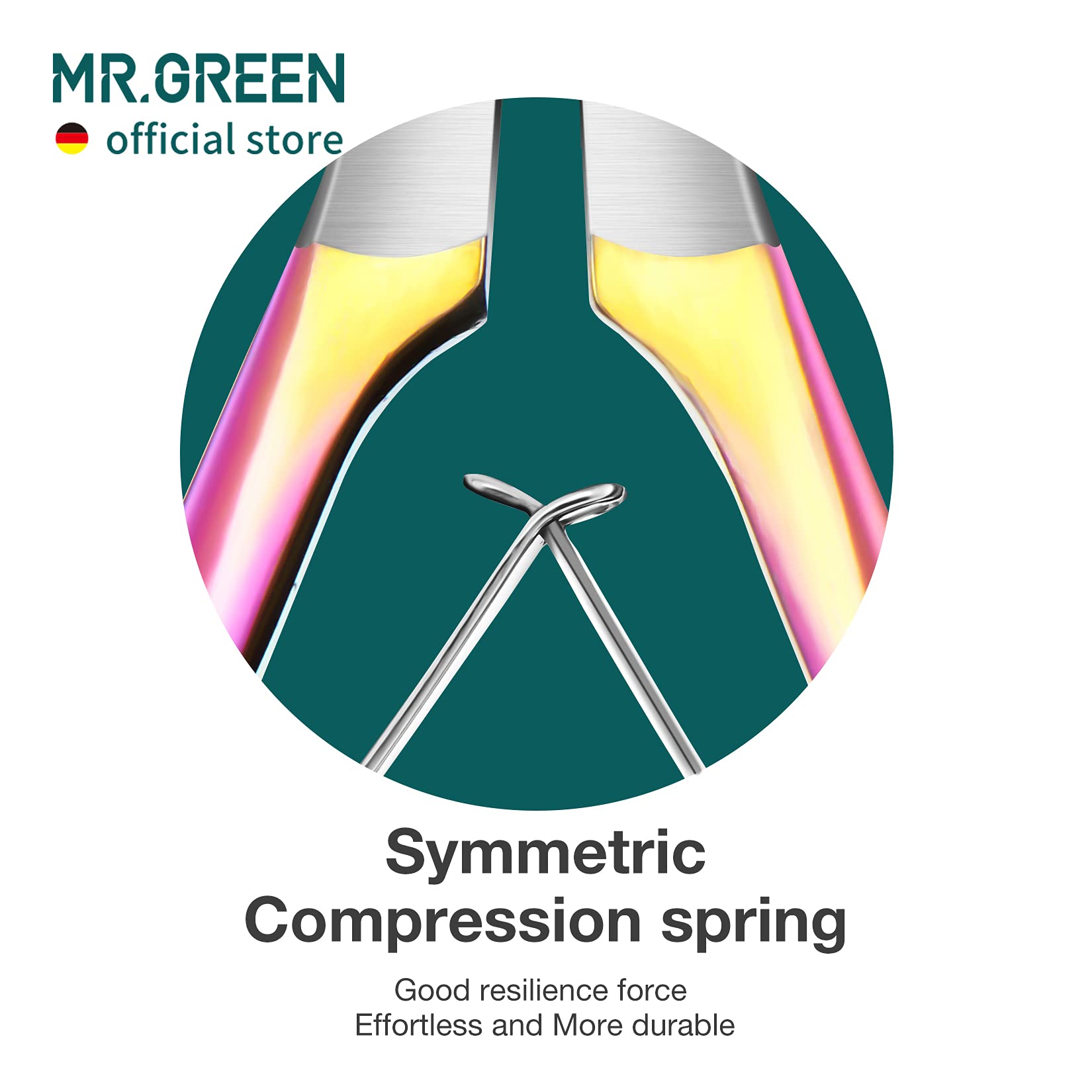 MR.GREEN Profesionales Tijeras para Cutículas y Empujador de Cutículas de Acero Inoxidable Manicura Set para Salón y Hogar(Color Titanio+Empujador)