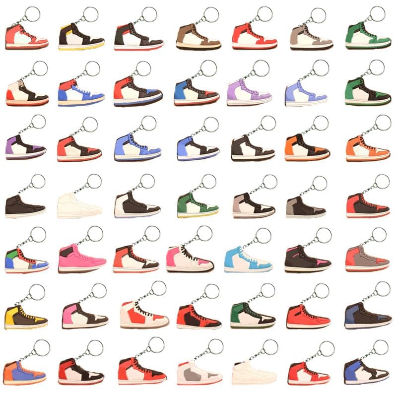 100 Sneaker Key Chains - Retro Shoe & Rubber Mini Shoes - Personalized & Bulk Multicolor One Size