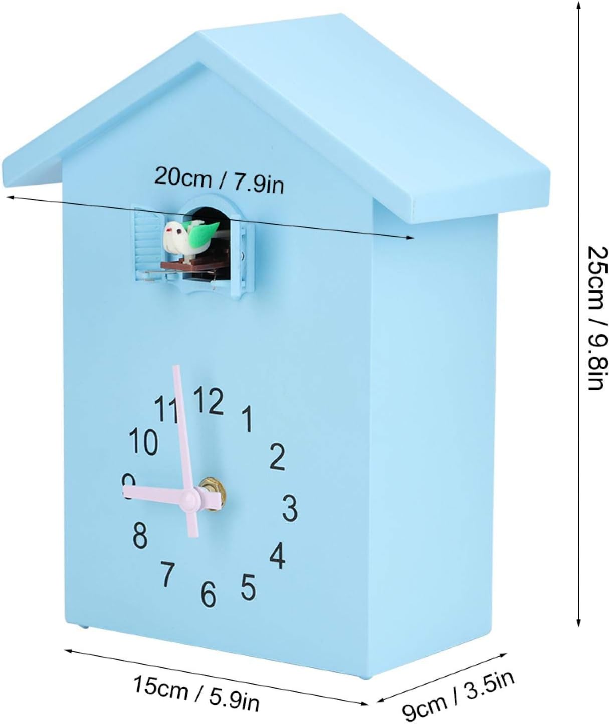 Wall Clock, Unique Style Blue ABS Plastic Wall Clock On Time Alarm Pendulum Cuckoo Clock with Bird Decor Home Decoration