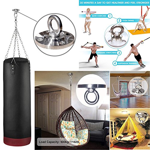 Sprite Science Steel Ceiling Hook Heavy Duty Hanger & Swivel Hook Snap with 4 Metal Wall Anchors (1100Lb Weight Limit) - Thumbnail 4