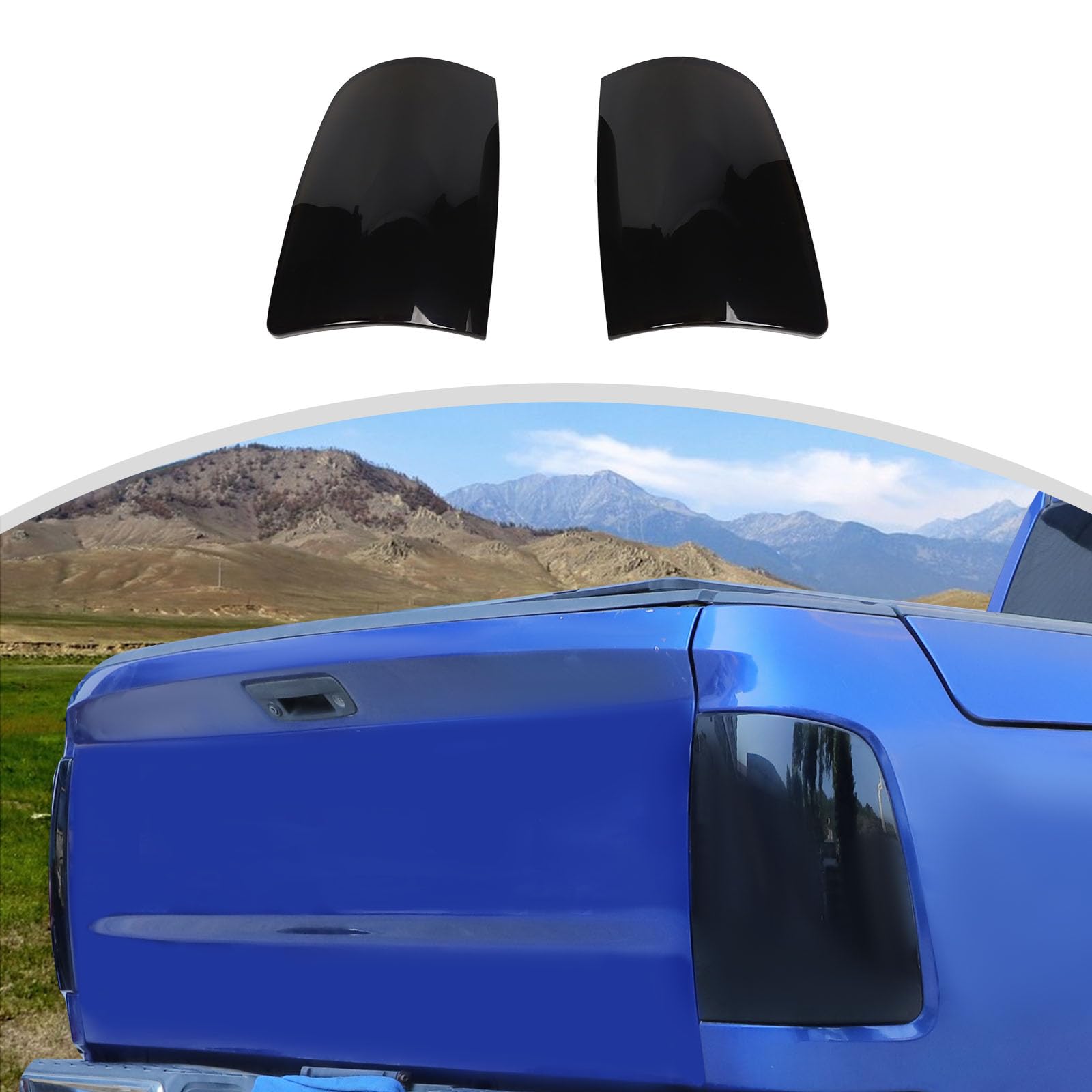 CheroCar for Dodge RAM Tail Lights Decoration, 2 Pcs Tail Light Lamp Cover Guard Trim Bezel Frame Decor Exterior Accessories Compatible with 2009-2017 Dodge RAM (Smoked Black)