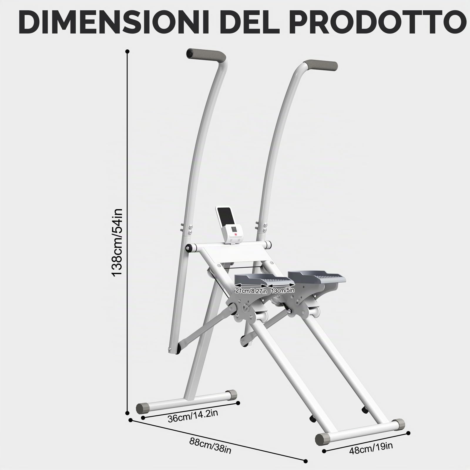 Macchina da arrampicata Stair Stepper per la casa, per crostrainer, per scale pieghevoli, con monitor LCD, manubrio, pedali regolabili, supporto per telefono, per uso domestico, ufficio, cardio