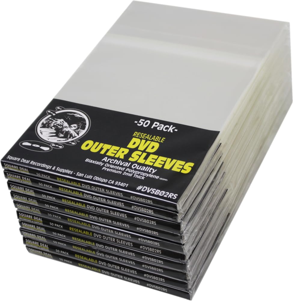 (500) DVD Resealable Outersleeves - Holds Standard Size DVD Box - DVSB02RS