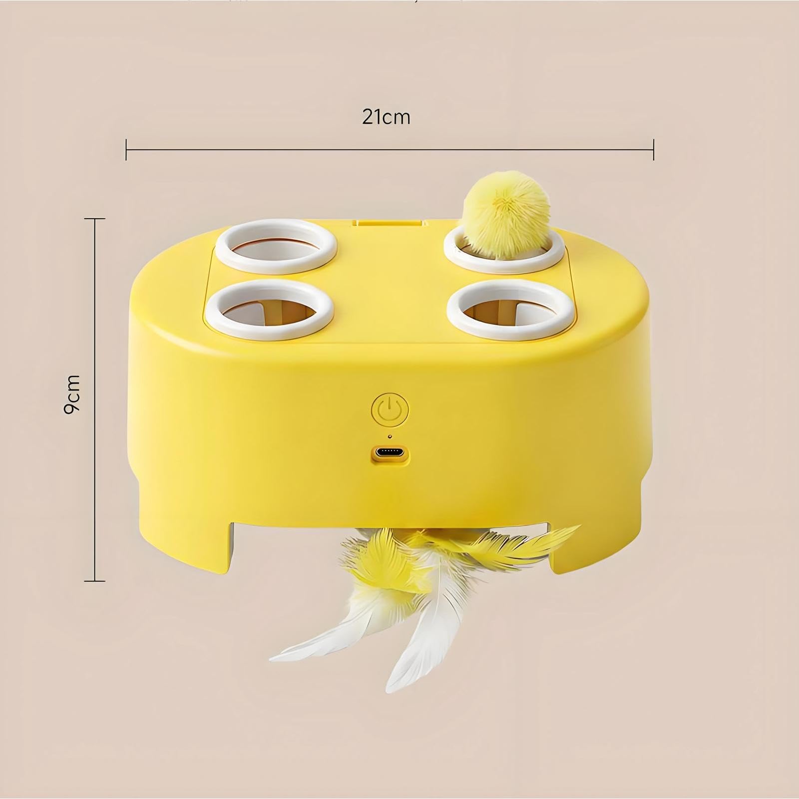 Juguete Interactivo para Gatos, Juguete Eléctrico para Golpear Gatos, Dispositivo de Juego de Plumas con Velocidades Ajustables, Silencioso, Reca, Amarillo