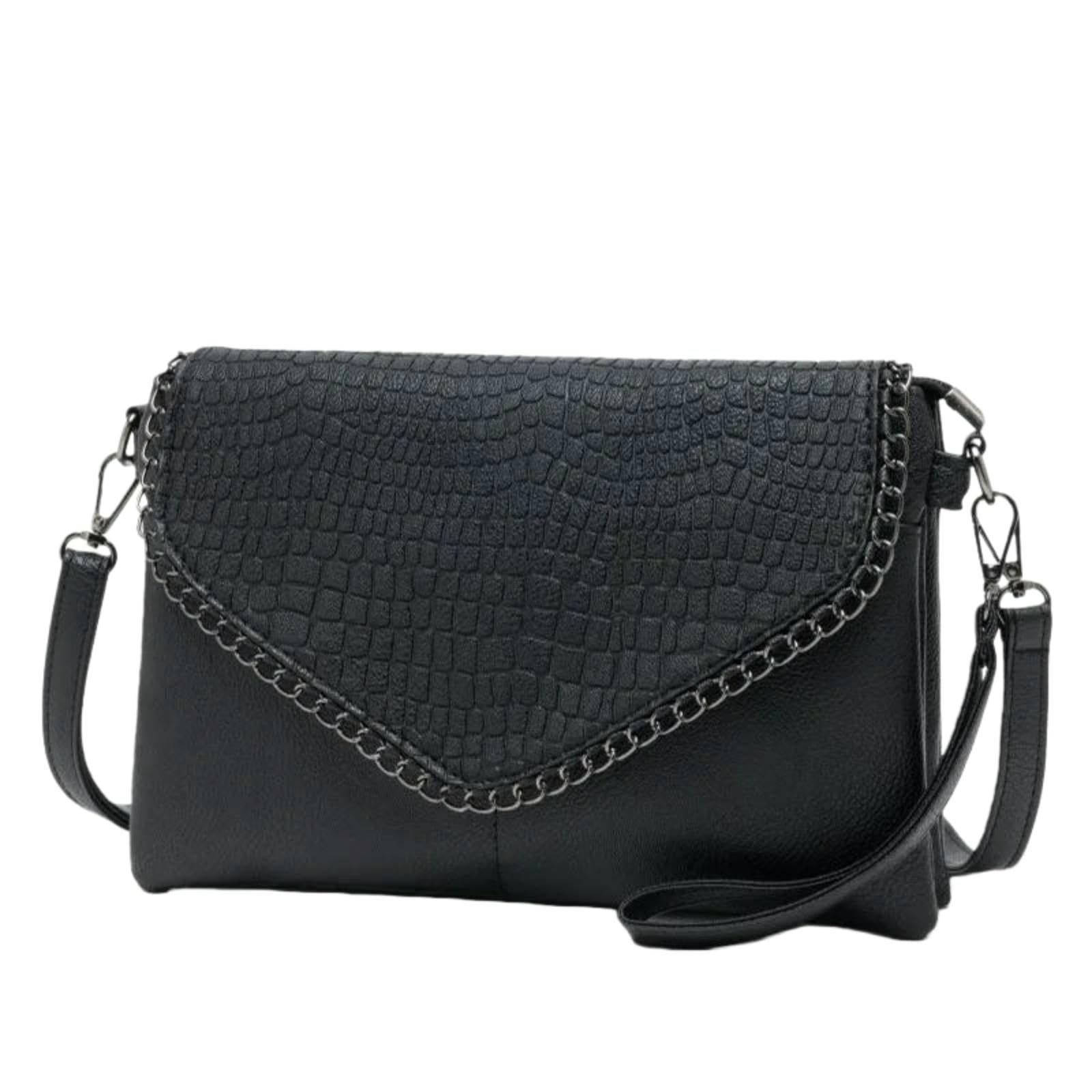 Trousse de maquillage sac messager en cuir PU souple style rétro noir