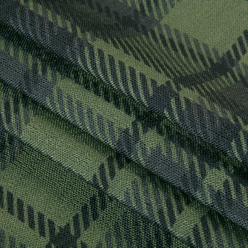 Image of TWOPAGES Pinch Pleat Plaid Print Cafe Curtains, Evergreen, 42W x 36L