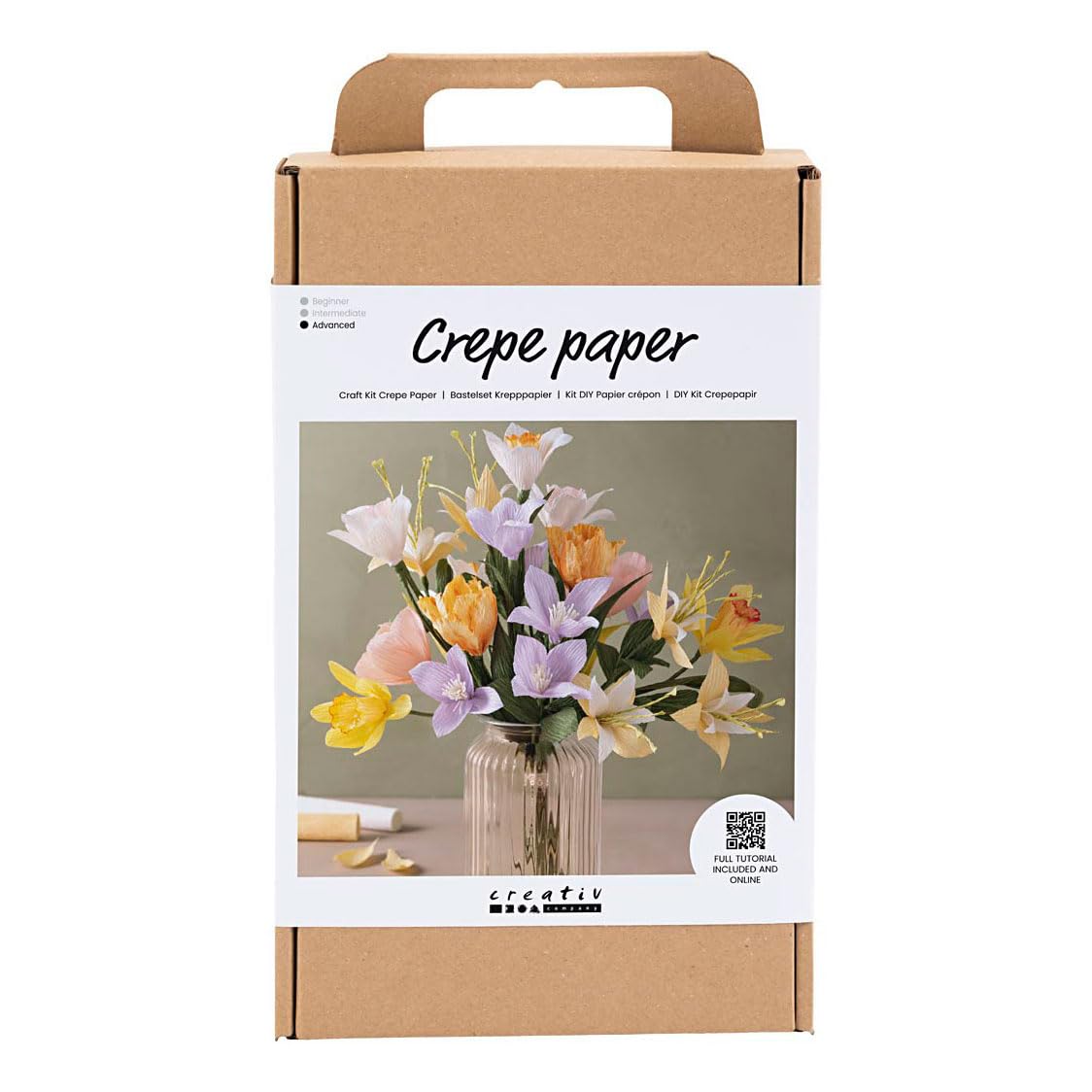 Craft Kit - Crepe Paper Kit with 180% Stretch - Make Your Own Bouquet of Flowers - Easter Colours - Sustainable, Pollen-Free Bouquet - Advanced Level