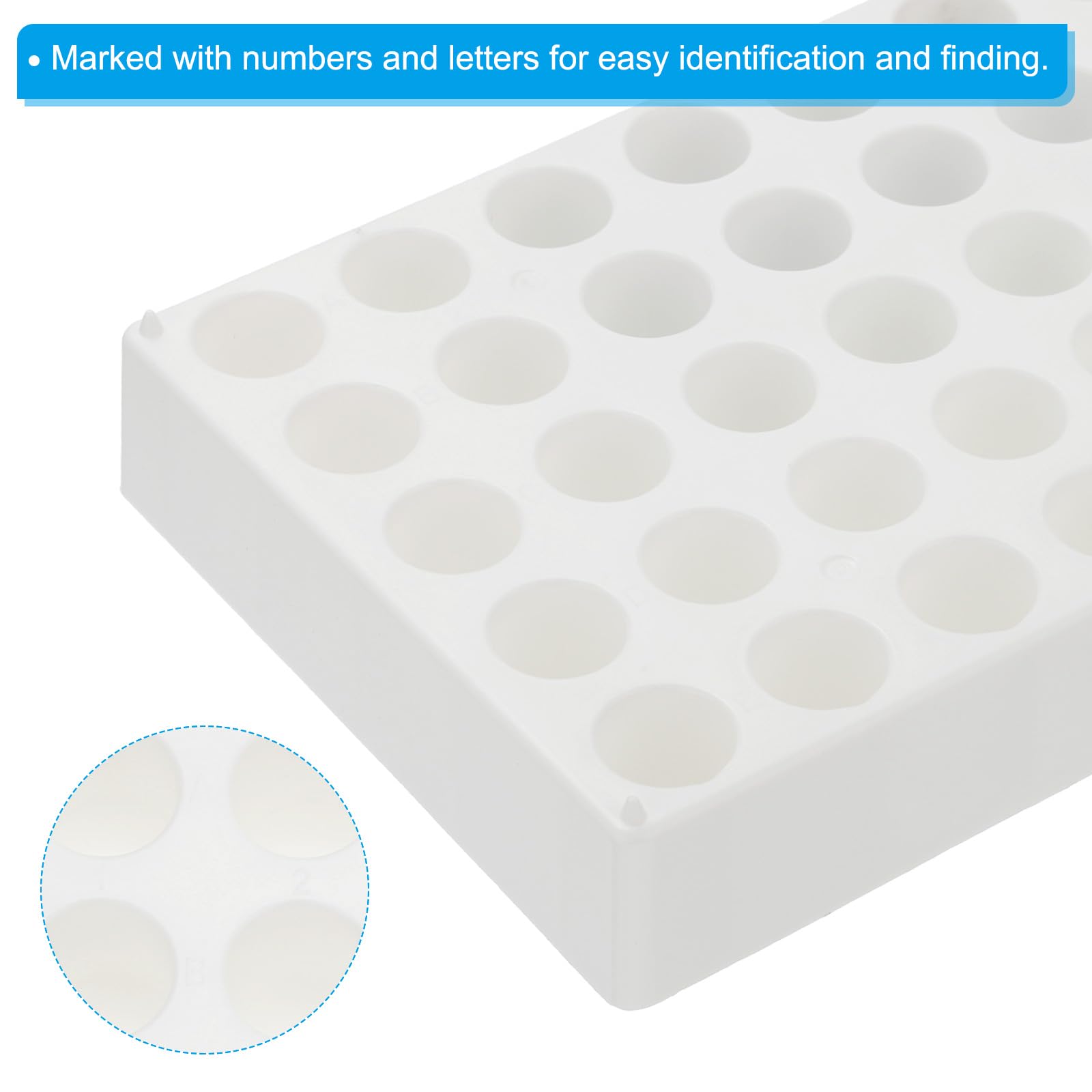 PATIKIL Flaschenhalter Für 4ml Autosampler Flaschen 2 Stück Flaschenhalter 50-Well Stapelbarer Teströhrchenhalter Für Mikrozentrifugenröhrchen Weiß