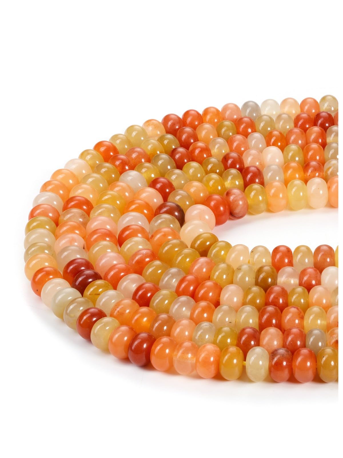 JOVIVI 8 * 5mm Golden Silk Jade Crystal Gemstone Beads for Bracelet Jewelry Making,70-76Pcs Natural Stone Loose Craft Beads for Crafting DIY Bracelet Necklace Jewellery