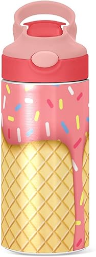 Miniatura 2 de Botella de agua con cono de helado para niños, doble pared aislada al vacío de acero inoxidable, vaso de viaje, 12 onzas