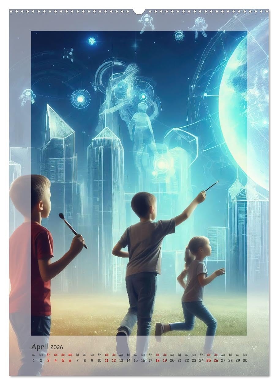 Entdecke die Zukunft - Future World mit KI (hochwertiger Premium Wandkalender 2026 DIN A2 hoch), Kunstdruck in Hochglanz